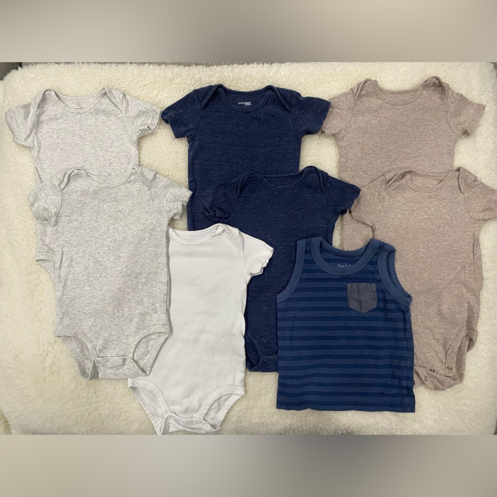 7 piece onesie set and 1 cat & Jack 12M  all are 12 months